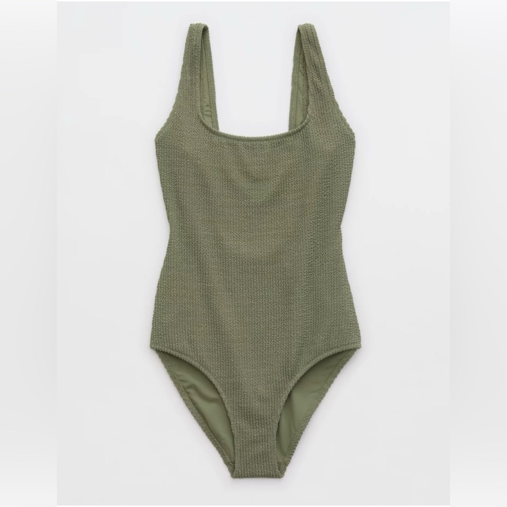 Aerie Shimmery Crinkle Scoop Full Coverage One Piece Swimsuit NWT